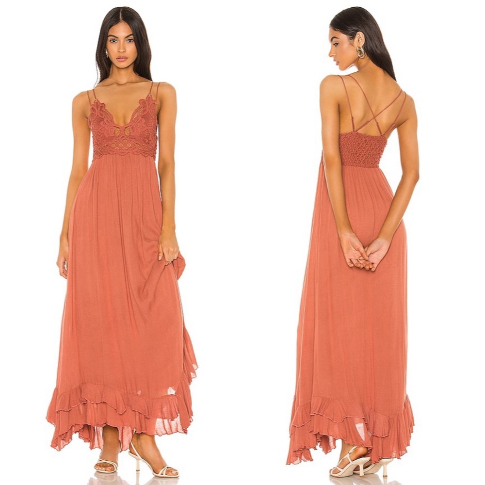 NWT Free People Adella Maxi Slip Dress Copper - Picture 2 of 9